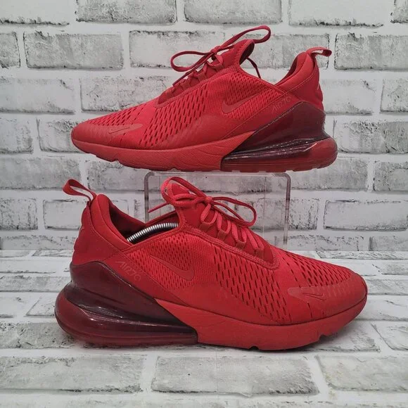 Nike Air Max 270 GS Triple Red University Running Shoes Men's size 13 - Picture 2 of 10